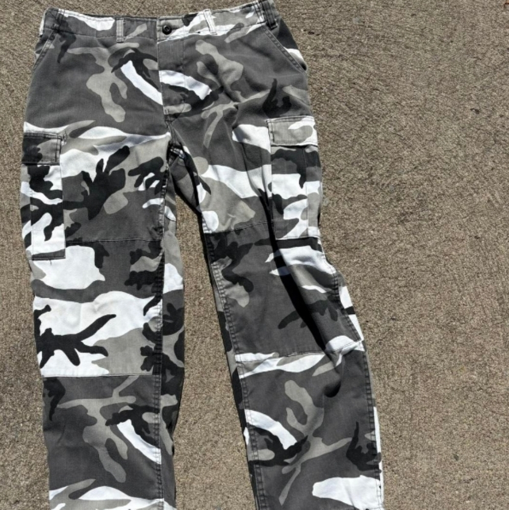 Gray Camouflage Cargo Pants